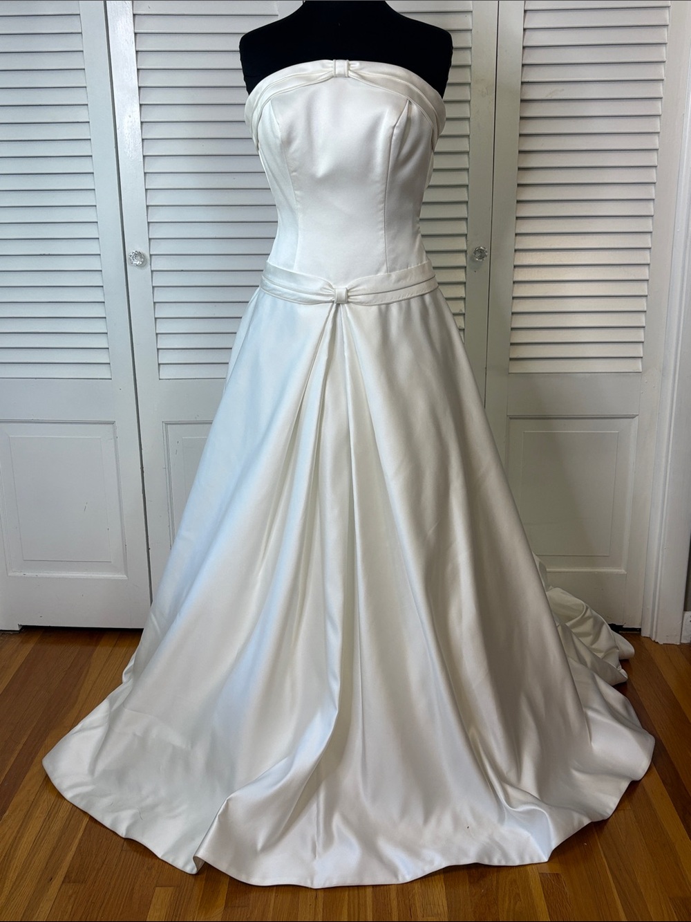 Exclusive Edition White Strapless Satin A-Line Wedding Gown with Full Train